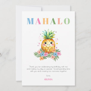 Tropical Summer Cute Pineapple Kids Birthday Party Thank You Card
