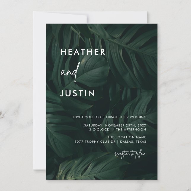 Tropical Summer Destination Wedding Invitations (Front)