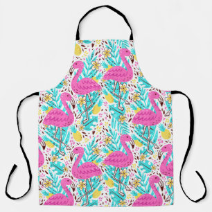Tropical Summer Flamingo: Bright Pattern Elements Apron
