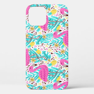 Tropical Summer Flamingo: Bright Pattern Elements iPhone 12 Case
