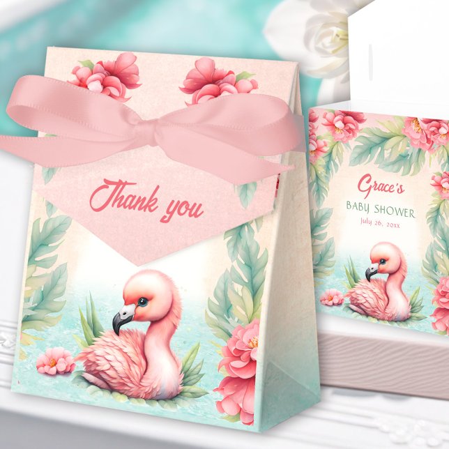 Tropical Summer Flamingo Girl Baby Shower Tent Favour Box (Tropical Summer Flamingo Girl Baby Shower Tent Favor Boxes)