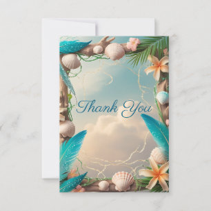 Tropical Summer Floral Frame Thank You Card