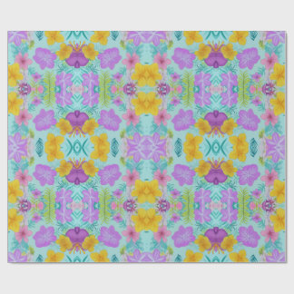 Tropical Summer Floral Pattern - Bright Hibiscus  Wrapping Paper