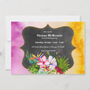 Tropical Summer Flowers Hibiscus Invitation