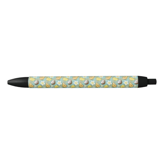 Tropical Summer Fruit Pattern Black Ink Pen (Front)