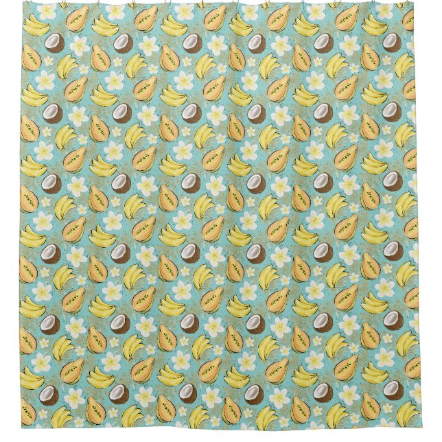 Tropical Summer Fruit Pattern Shower Curtain (Front)