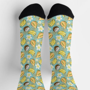 Tropical Summer Fruit Pattern Socks