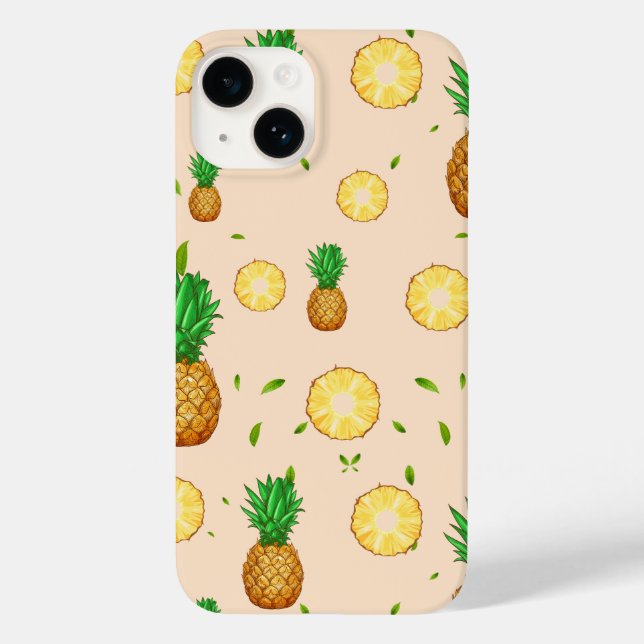 TROPICAL SUMMER FRUIT pineapple Slice pattern Case-Mate iPhone Case (Back)