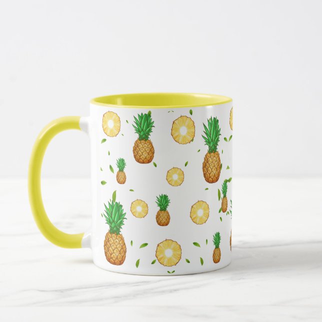 TROPICAL SUMMER FRUIT pineapple Slice pattern Mug (Left)