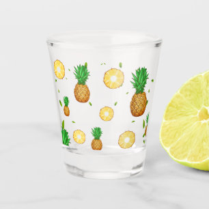TROPICAL SUMMER FRUIT pineapple Slice pattern Shot Glass