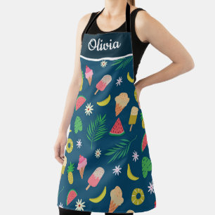 Tropical Summer fruits and Ice Cream Personalised Apron