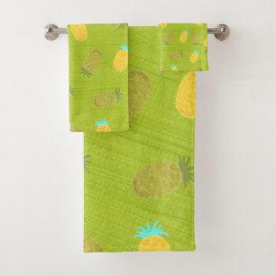 Tropical Summer Fruits Kiwi Green Bath Towel Set