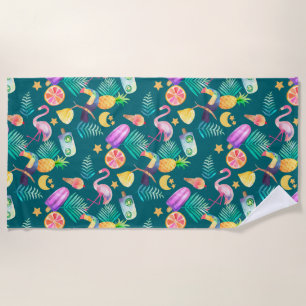 Tropical Summer Fun Pattern Beach Towel