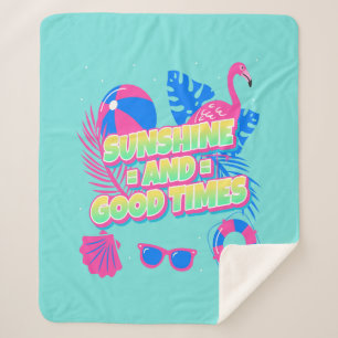 Tropical Summer Fun Vibes Sherpa Blanket