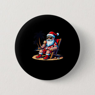 Tropical Summer Funny Hawaiian Santa Claus Christm 6 Cm Round Badge