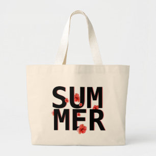 Tropical Summer Hibiscus Large Tote Bag