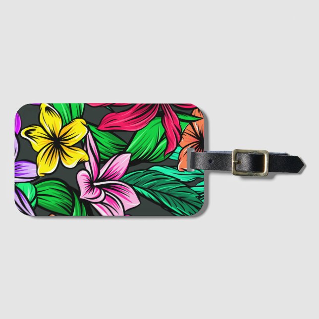 Tropical Summer Hibiscus Pattern Luggage Tag (Front Horizontal)