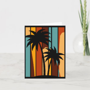 Tropical summer holidays vacationers palm trees card
