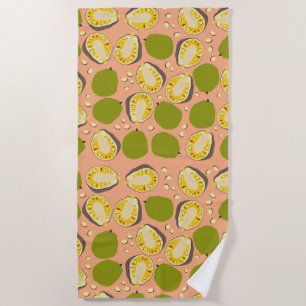 Tropical Summer Jackfruit Pattern - Exotic Fruit Beach Towel