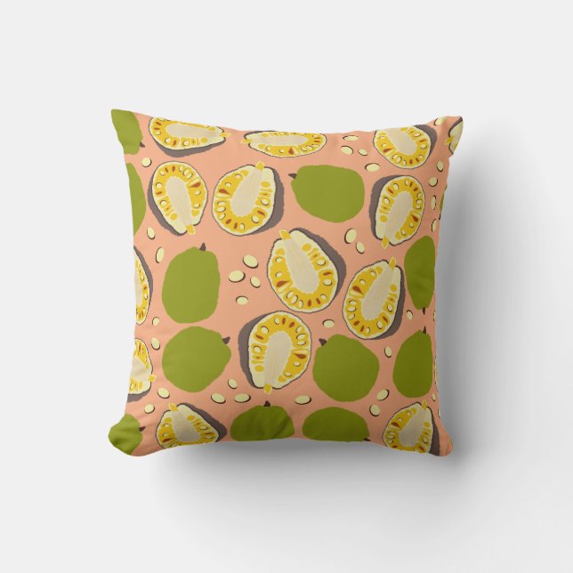 Tropical Summer Jackfruit Pattern - Exotic Fruit Cushion (Front)