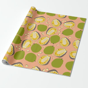 Tropical Summer Jackfruit Pattern - Exotic Fruit Wrapping Paper