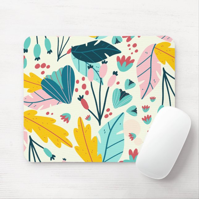 Tropical Summer Leaves Mouse Pad (With Mouse)