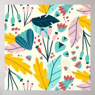 Tropical Summer Leaves Poster