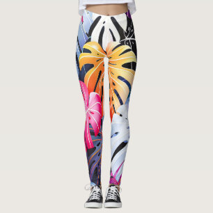 Tropical Summer Monstera Leaves Leggings