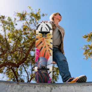 Tropical Summer Monstera Leaves Skateboard