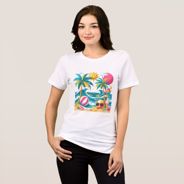 Tropical Summer Mood – Fun & Bright T-Shirt Design Tri-Blend Shirt (Front Full)