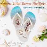 Tropical Summer Ocean Beach Bridal Shower Gifts Jandals<br><div class="desc">🌊 For the modern bride, there's nothing better than an unforgettable tropical beach bridal shower featuring personalised and customised gifts. From the shimmering turquoise ocean to the warm sand beneath your feet, it’s the perfect backdrop for a day full of fun activities, meaningful moments, and memories that will last a...</div>