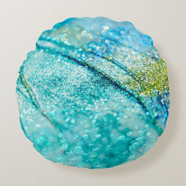 Tropical Summer Oceanic Glitter Glam 1 Round Cushion (Front)