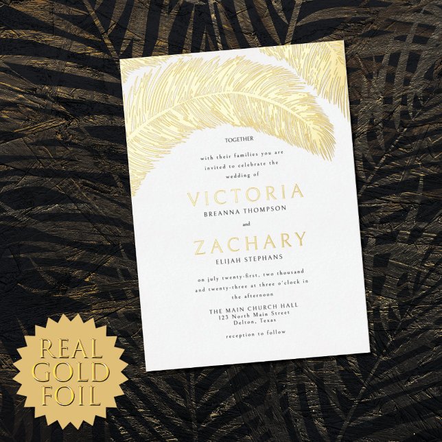 Tropical Summer Palm Tree Leaves Wedding Gold (Creator Uploaded)