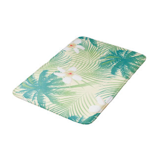 Tropical summer palm trees bath mat