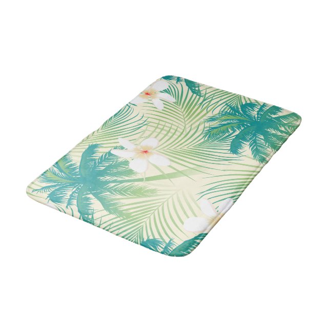 Tropical summer palm trees bath mat (Angled)