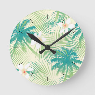 Tropical summer palm trees round clock