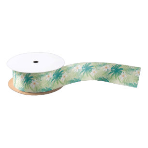 Tropical summer palm trees satin ribbon