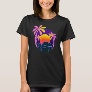 Tropical Summer Palm Trees Sunset Beach 90s Art Va T-Shirt