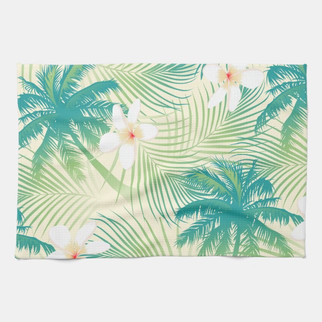 Tropical summer palm trees tea towel (Horizontal)