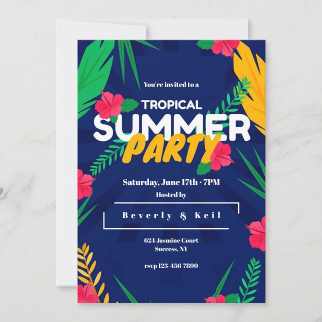 Tropical Summer Party Invitation (Front)