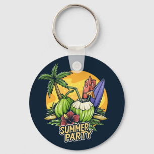 Tropical Summer Party Key Ring