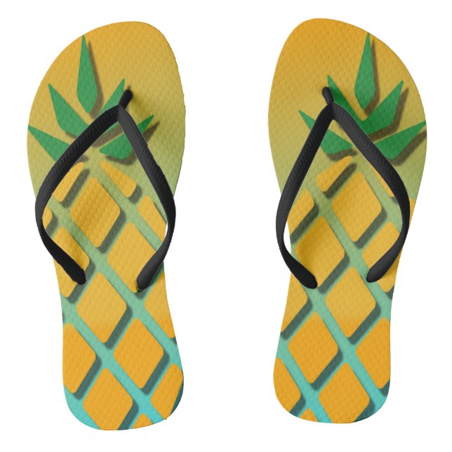 Tropical Summer Pineapple Flip Flops (Footbed)