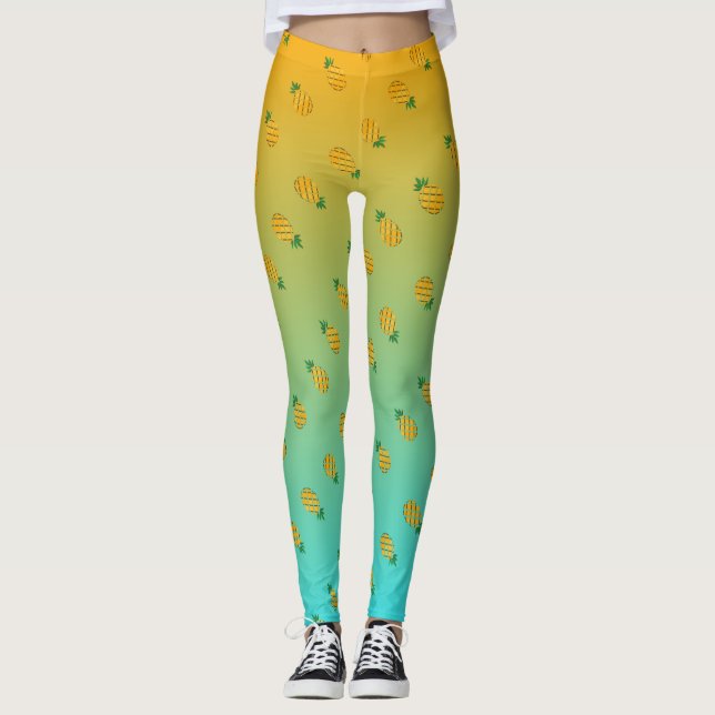 Tropical Summer Pineapple Leggings (Front)