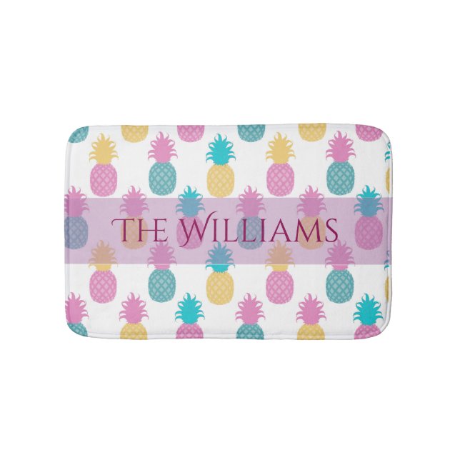 Tropical Summer Pineapples Bath Mat (Front)