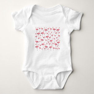 Tropical Summer Pink Flamingo Pattern Baby Bodysuit