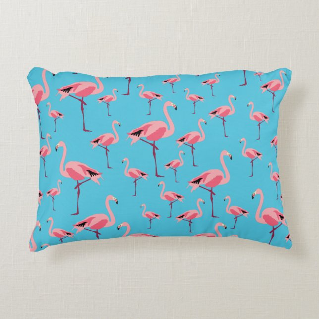 Tropical Summer Pink Flamingo Pattern Decorative Cushion (Front)
