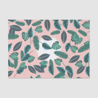 Tropical Summer Pink Green Leaves Sunset Pattern Tissue Paper