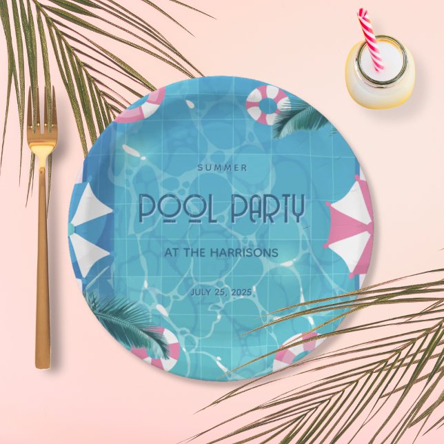 Tropical Summer Pool Party  Paper Plate (Creator Uploaded)