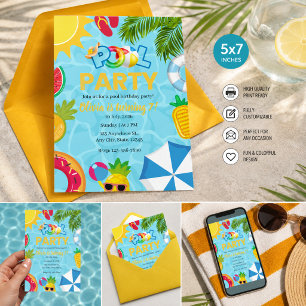Tropical Summer Pool Party Vibe Invitation
