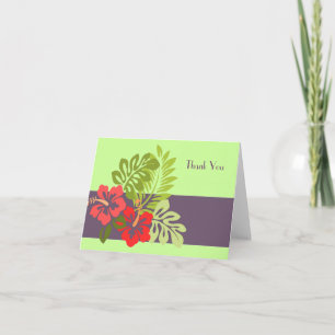 Tropical Summer Red Pink Hibiscus Flower Thank You Card